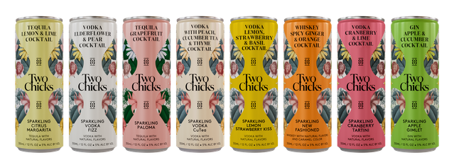 Two Chicks Canned Cocktails, Sparkling RTD, ready to drink cocktails, canned cocktails and Foodsided